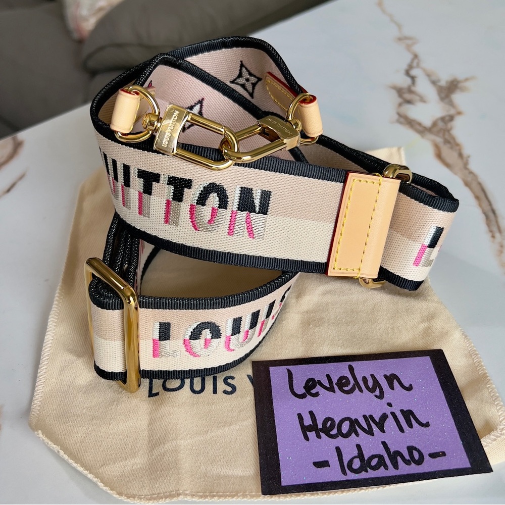 SOLD-Authentic Louis Vuitton Jacquard Bandouliere/Guitar Strap Black/Beige